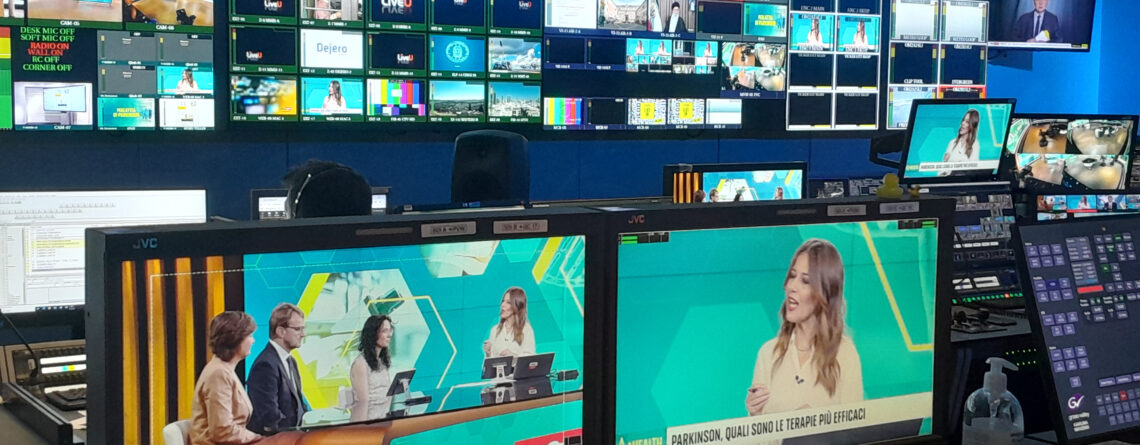 immagine backstage sky tg 24 con Raffaella Cesaroni e partecipazione Limpe