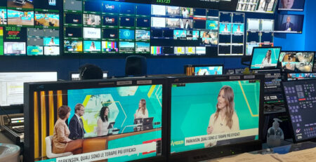 immagine backstage sky tg 24 con Raffaella Cesaroni e partecipazione Limpe